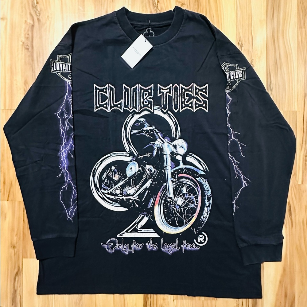 🔥 Club Ties Long Sleeve Graphic Shirt – Motorcycle Biker Style Size 3XL NWT 🔥
